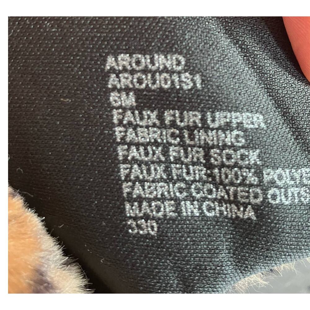 Steve Madden Fuzzy Tan Black Leopard Slippers Size 6 - Picture 3 of 4